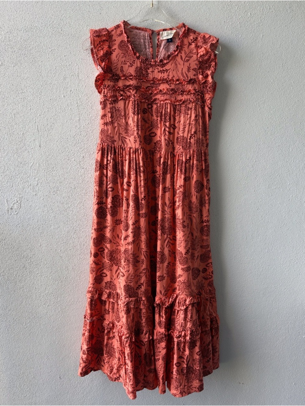 Universal Thread M Ruffled Floral Maxi Dress Tiered Skirt Boho Flowy Pockets